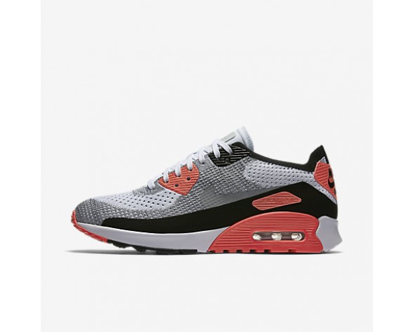 Chaussure Nike Air Max 90 Ultra 2.0 Flyknit Pour Femme Lifestyle Blanc/Cramoisi Brillant/Noir/Gris Loup_NO. 881109-100