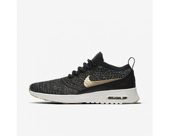 Chaussure Nike Air Max Thea Ultra Flyknit Metallic Pour Femme Lifestyle Noir/Ivoire/Étoile D'Or Métallique_NO. 881564-001