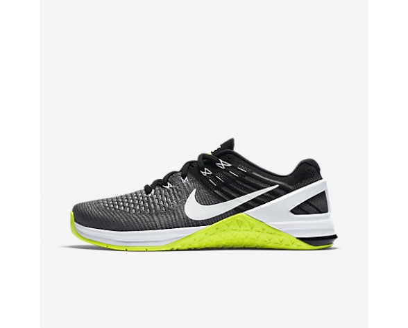 Chaussure Nike Metcon Dsx Flyknit Pour Femme Fitness Et Training Gris Foncé/Volt/Noir/Blanc_NO. 878556-001