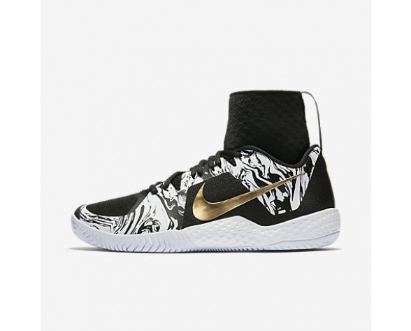 Chaussure Nike Court Flare Bhm Pour Femme Tennis Blanc/Noir/Or Métallique_NO. 848453-100