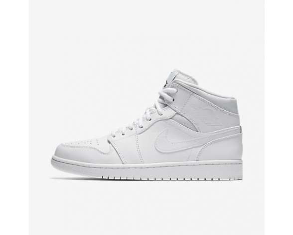 Chaussure Nike Air Jordan 1 Mid Pour Homme Lifestyle Blanc/Blanc/Noir_NO. 554724-110