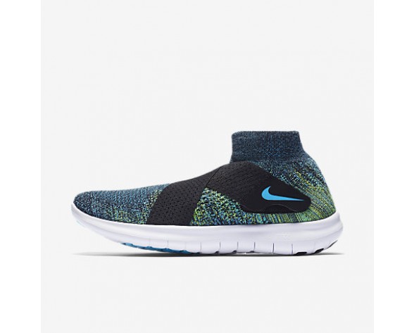 Chaussure Nike Free Rn Motion Flyknit 2017 Pour Homme Running Noir/Volt/Blanc/Bleu Chlorine_NO. 880845-004