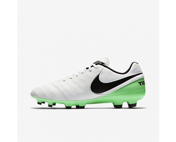 Chaussure Nike Tiempo Genio Ii Leather Fg Pour Homme Football Blanc/Vert Electro/Noir_NO. 819213-103