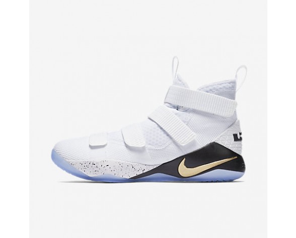Chaussure Nike Lebron Soldier Xi Pour Homme Basketball Blanc/Noir/Or Métallique_NO. 897644-101
