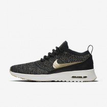 Chaussure Nike Air Max Thea Ultra Flyknit Metallic Pour Femme Lifestyle Noir/Ivoire/Étoile D'Or Métallique_NO. 881564-001