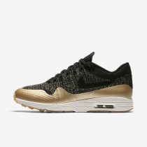 Chaussure Nike Air Max 1 Ultra 2.0 Flyknit Metallic Pour Femme Lifestyle Noir/Étoile D'Or Métallique/Opale Mat/Noir_NO. 881195-001