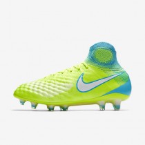 Chaussure Nike Magista Obra Ii Fg Pour Femme Football Volt/Jaune Pâle Électrique/Bleu Chlorine/Blanc_NO. 844205-717