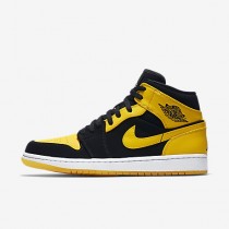 Chaussure Nike Air Jordan 1 Mid Pour Homme Lifestyle Noir/Blanc/Maïs Éclatant_NO. 554724-035