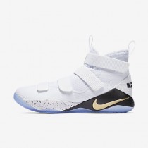 Chaussure Nike Lebron Soldier Xi Pour Homme Basketball Blanc/Noir/Or Métallique_NO. 897644-101