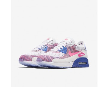 Chaussure Nike Air Max 90 Ultra 2.0 Flyknit Pour Femme Lifestyle Blanc/Bleu Moyen/Melon Brillant/Rose Coureur_NO. 881109-103